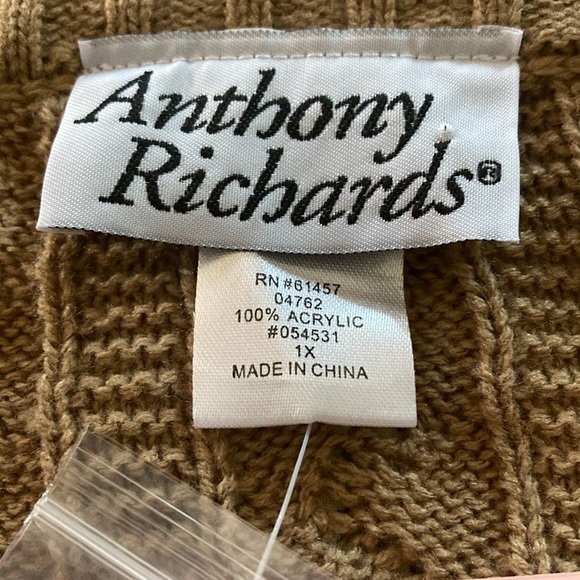 Anthony Richards cable knit cardigan sweater 1X NWOT 90’s pockets soft timeless - Picture 3 of 6